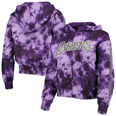 Los Angeles Lakers Women's Galaxy Sublimated Windbreaker Pullover Full-Zip Hoodie Purple