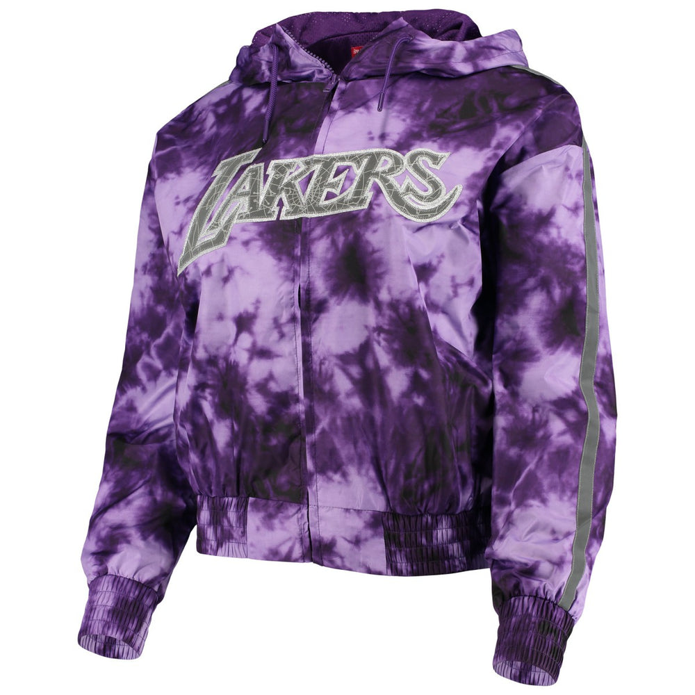 Los Angeles Lakers Women's Galaxy Sublimated Windbreaker Pullover Full-Zip Hoodie Purple