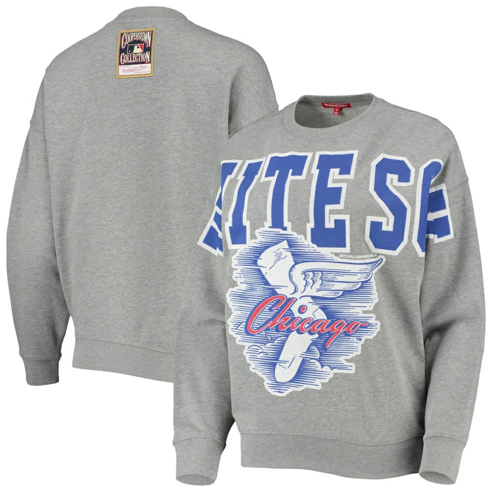 Chicago White Sox Mitchell & Ness Women's Cooperstown Collection Logo Lightweight Pullover Sweatshirt - Heathered Gray Pullover