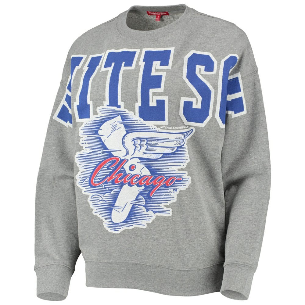 Chicago White Sox Mitchell & Ness Women's Cooperstown Collection Logo Lightweight Pullover Sweatshirt - Heathered Gray Pullover