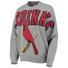 St. Louis Cardinals Mitchell & Ness Women's Cooperstown Collection Logo Lightweight Pullover Sweatshirt - Heathered Gray Pullover