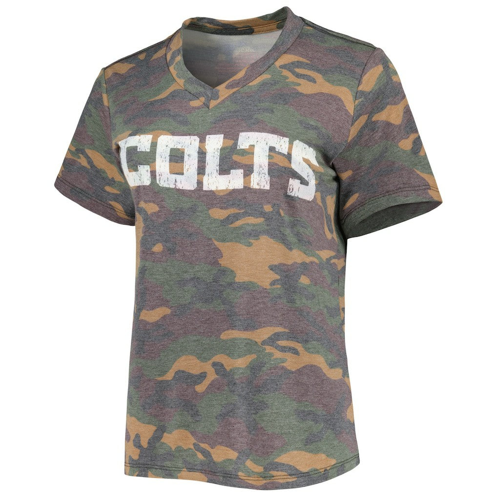 Jonathan Taylor Indianapolis Colts Majestic Threads Women's Name & Number V-Neck Tri-Blend T-Shirt Camo