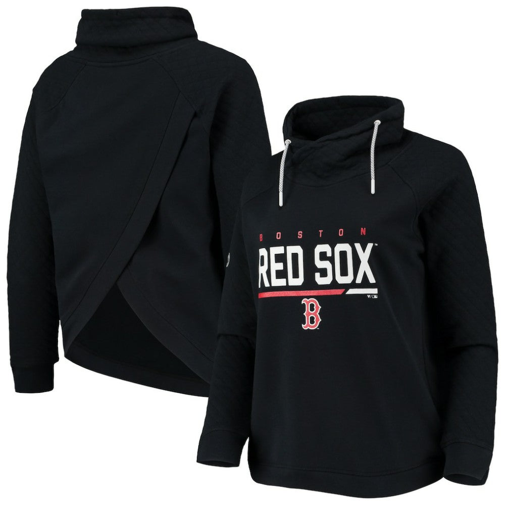 Boston Red Sox Levelwear Women's Vega Funnel Neck Raglan Pullover Sweatshirt - Black Pullover