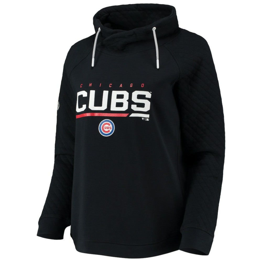 Chicago Cubs Levelwear Women's Vega Funnel Neck Raglan Pullover Sweatshirt - Black Pullover