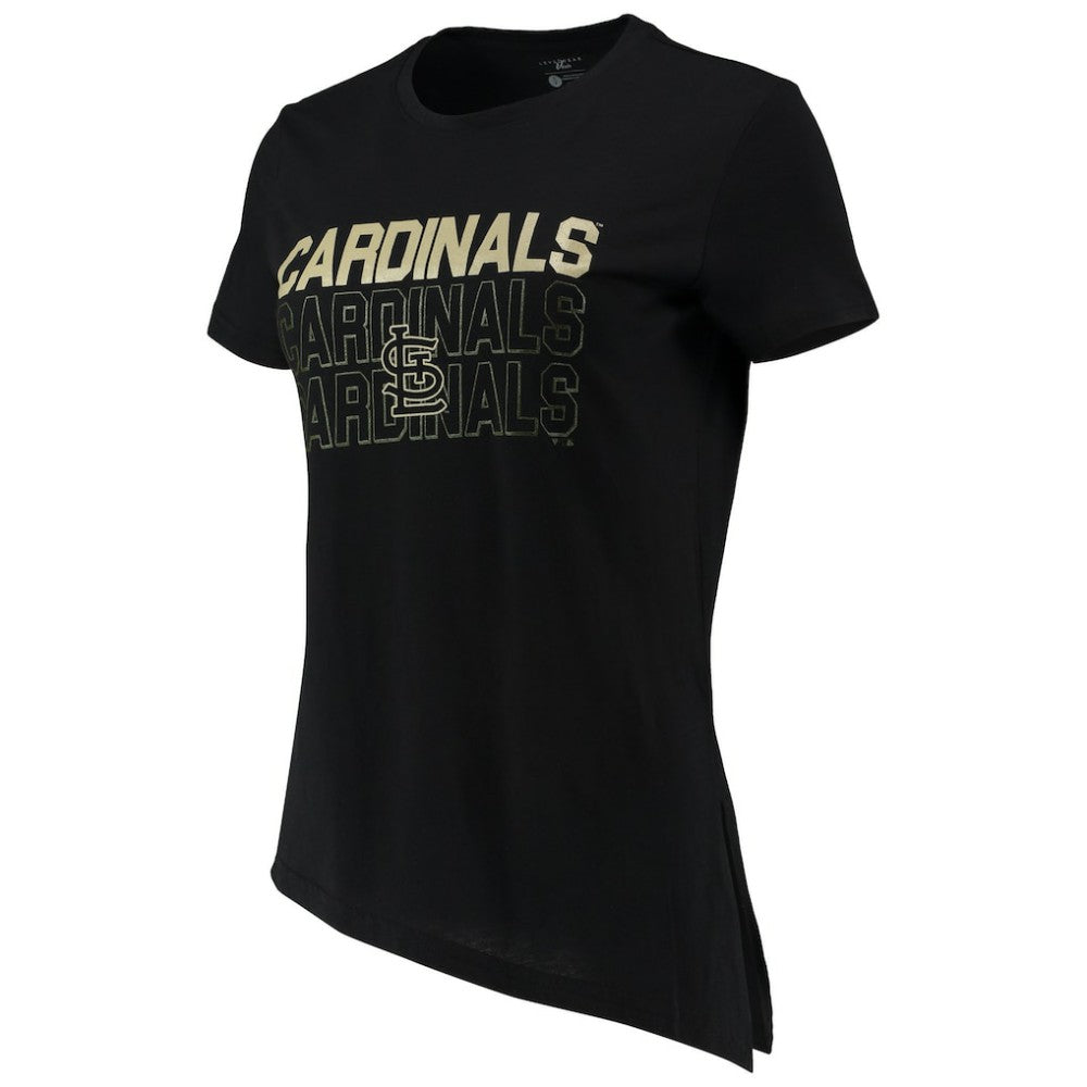 St. Louis Cardinals Levelwear Women's Birch Delta Asymmetrical T-Shirt - Black T-shirts