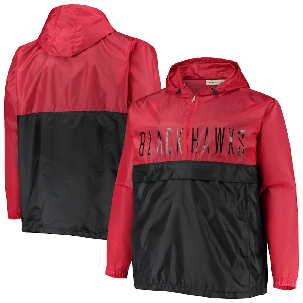 NHL Chicago Blackhawks Big & Tall Anorak Half-Zip Pullover Hoodie - Red