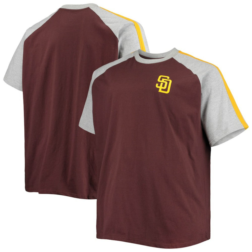 San Diego Padres Big & Tall Circular Raglan T-Shirt - Brown/Heathered Gray T-shirts