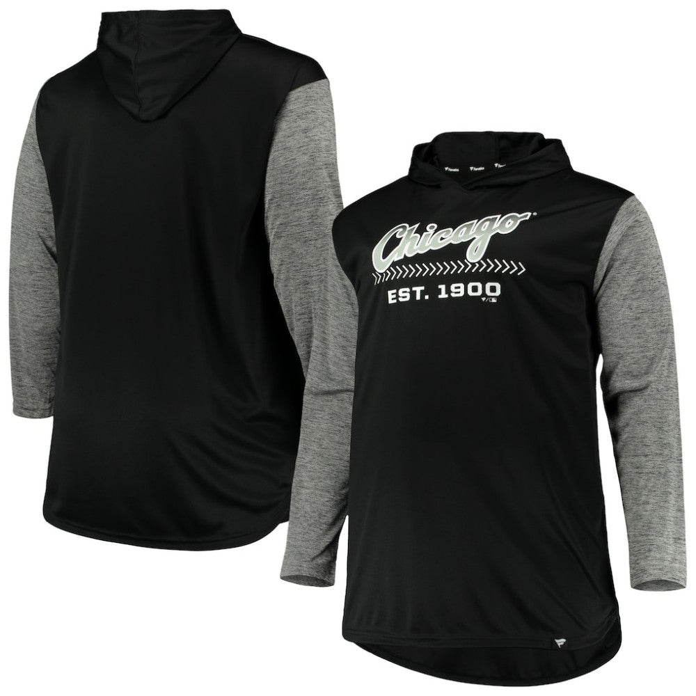Chicago White Sox Big & Tall Wordmark Club Pullover Hoodie - Black/Heathered Gray Hoodies