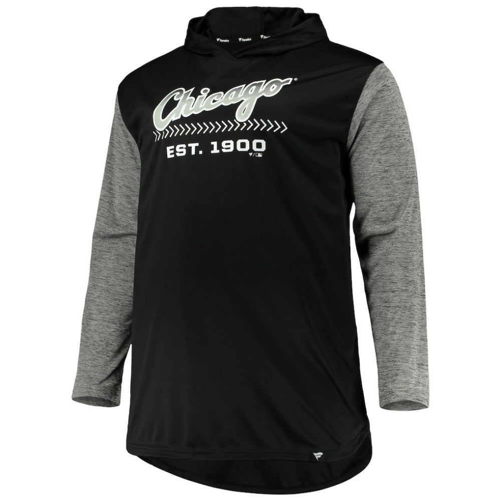 Chicago White Sox Big & Tall Wordmark Club Pullover Hoodie - Black/Heathered Gray Hoodies