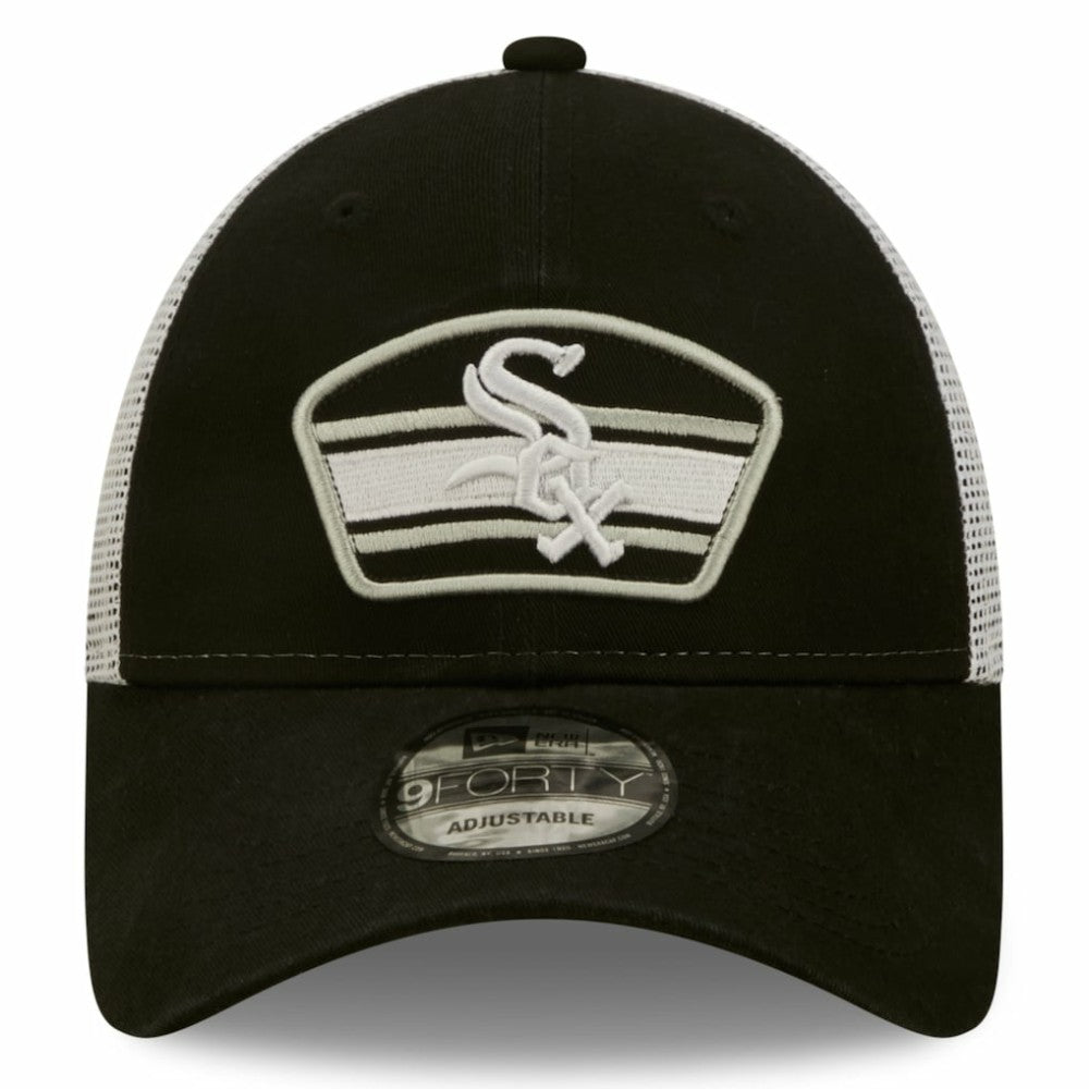 Chicago White Sox New Era Logo Patch 9FORTY Trucker Snapback Hat - Black/White Hats