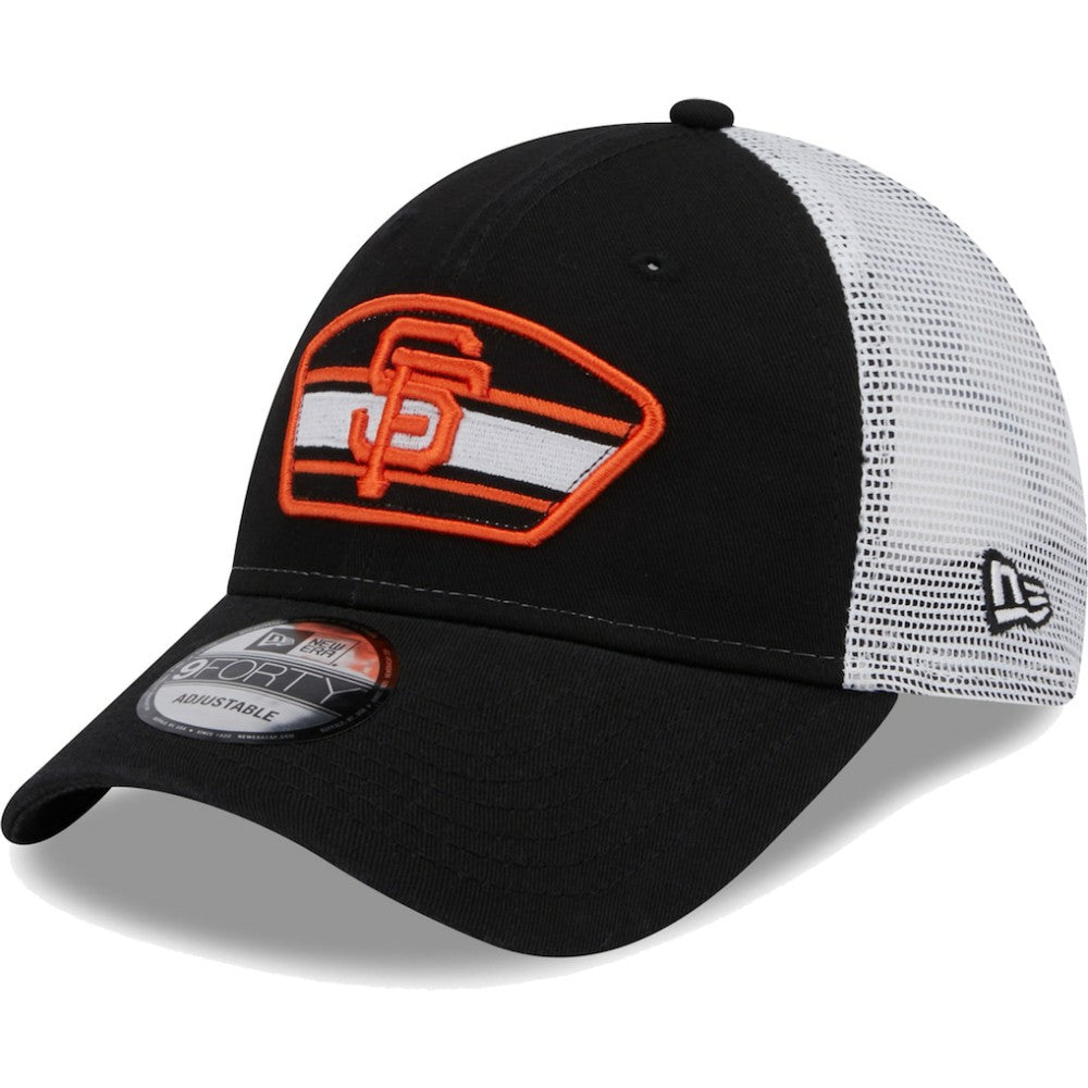 San Francisco Giants New Era Logo Patch 9FORTY Trucker Snapback Hat - Black/White Hats