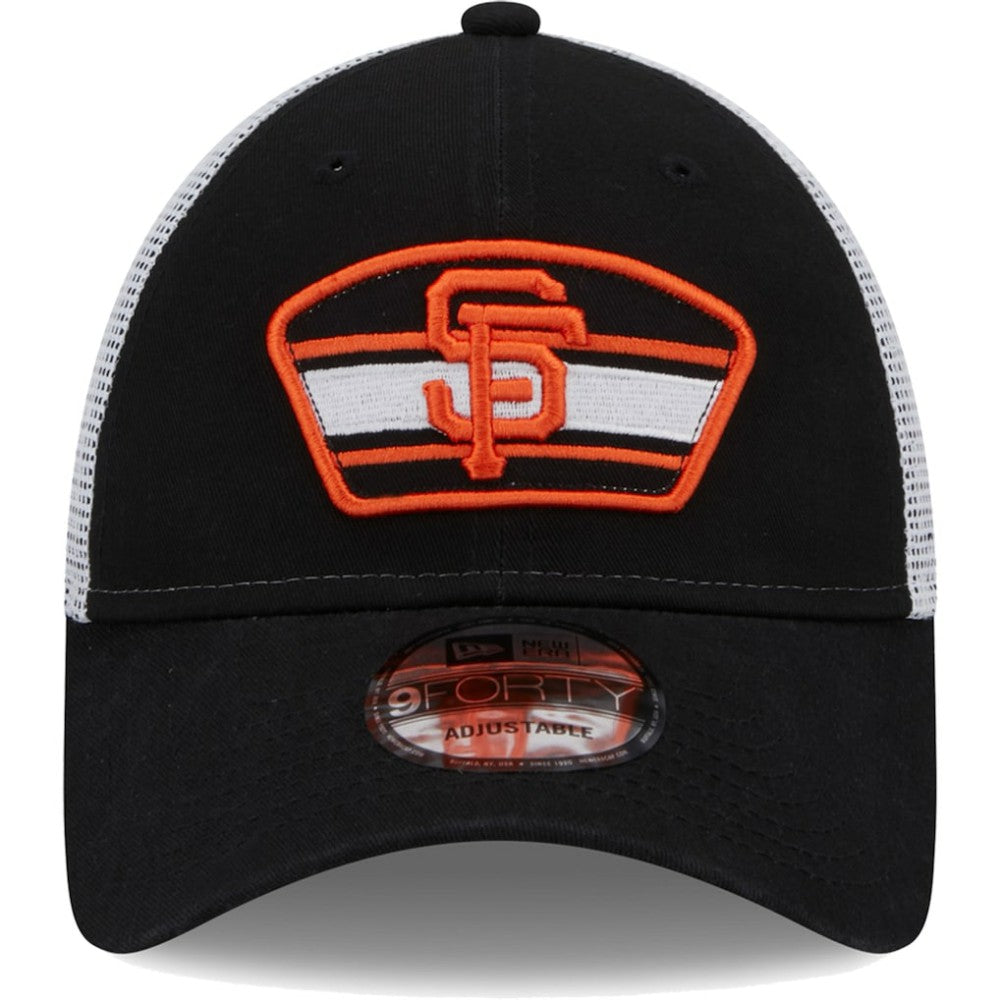 San Francisco Giants New Era Logo Patch 9FORTY Trucker Snapback Hat - Black/White Hats