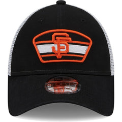 San Francisco Giants New Era Logo Patch 9FORTY Trucker Snapback Hat - Black/White Hats