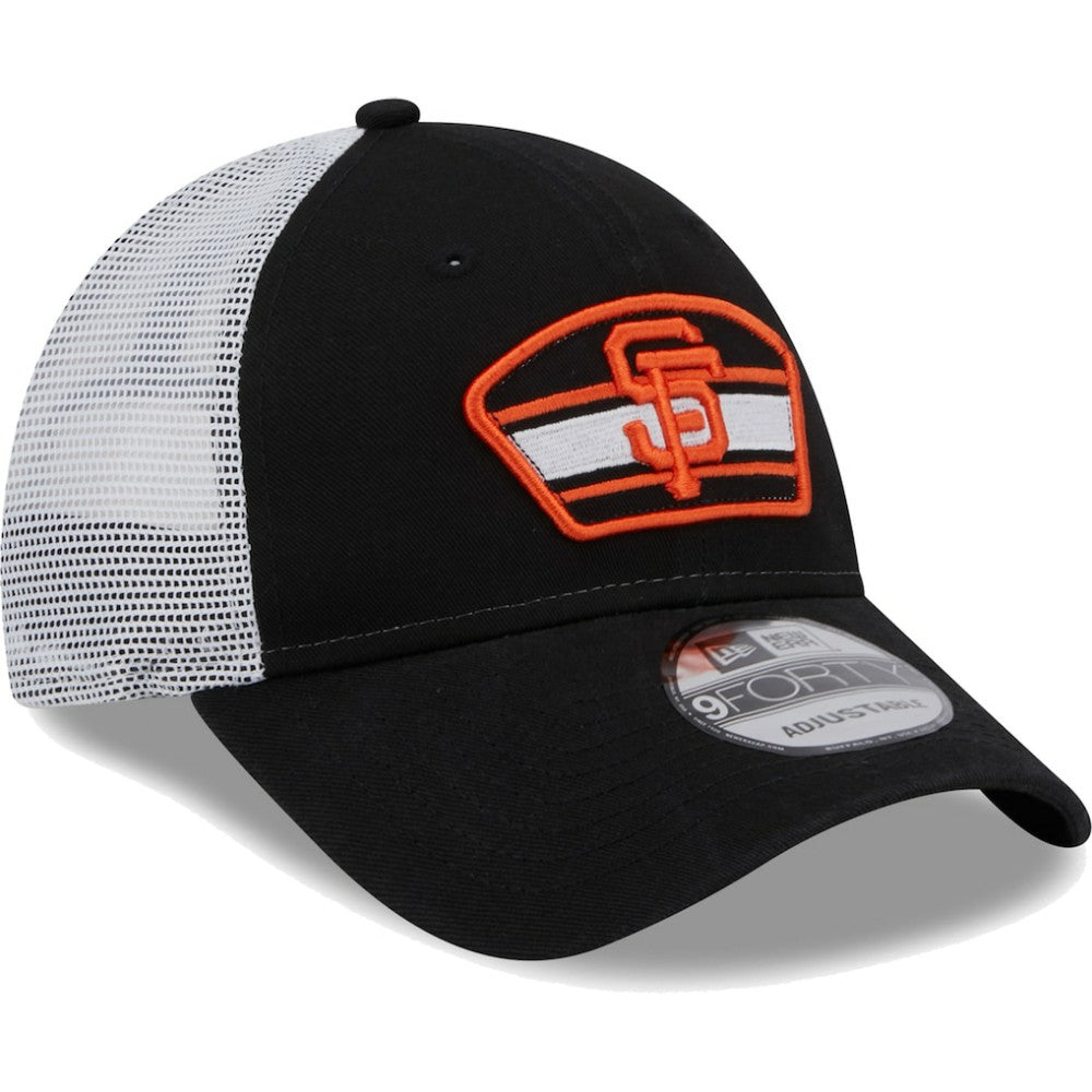 San Francisco Giants New Era Logo Patch 9FORTY Trucker Snapback Hat - Black/White Hats