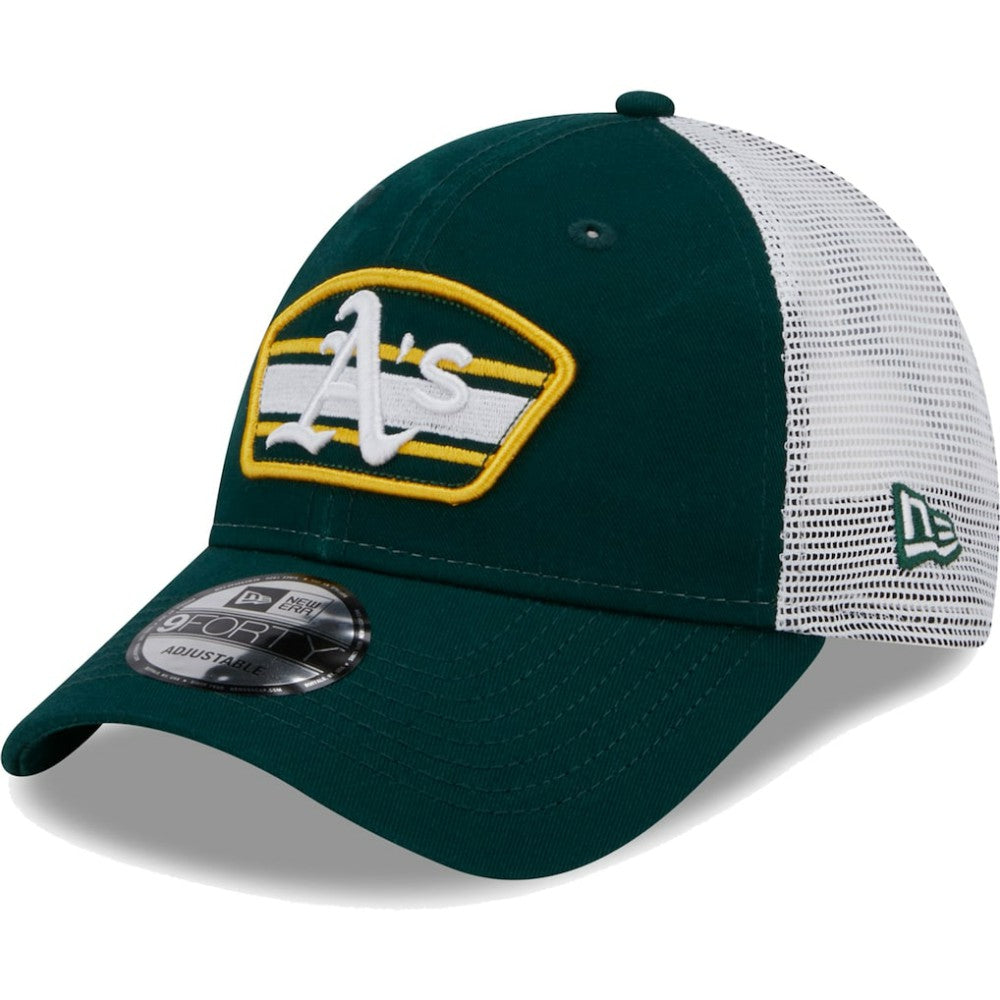 Athletics New Era Logo Patch 9FORTY Trucker Snapback Hat - Green/White Hats