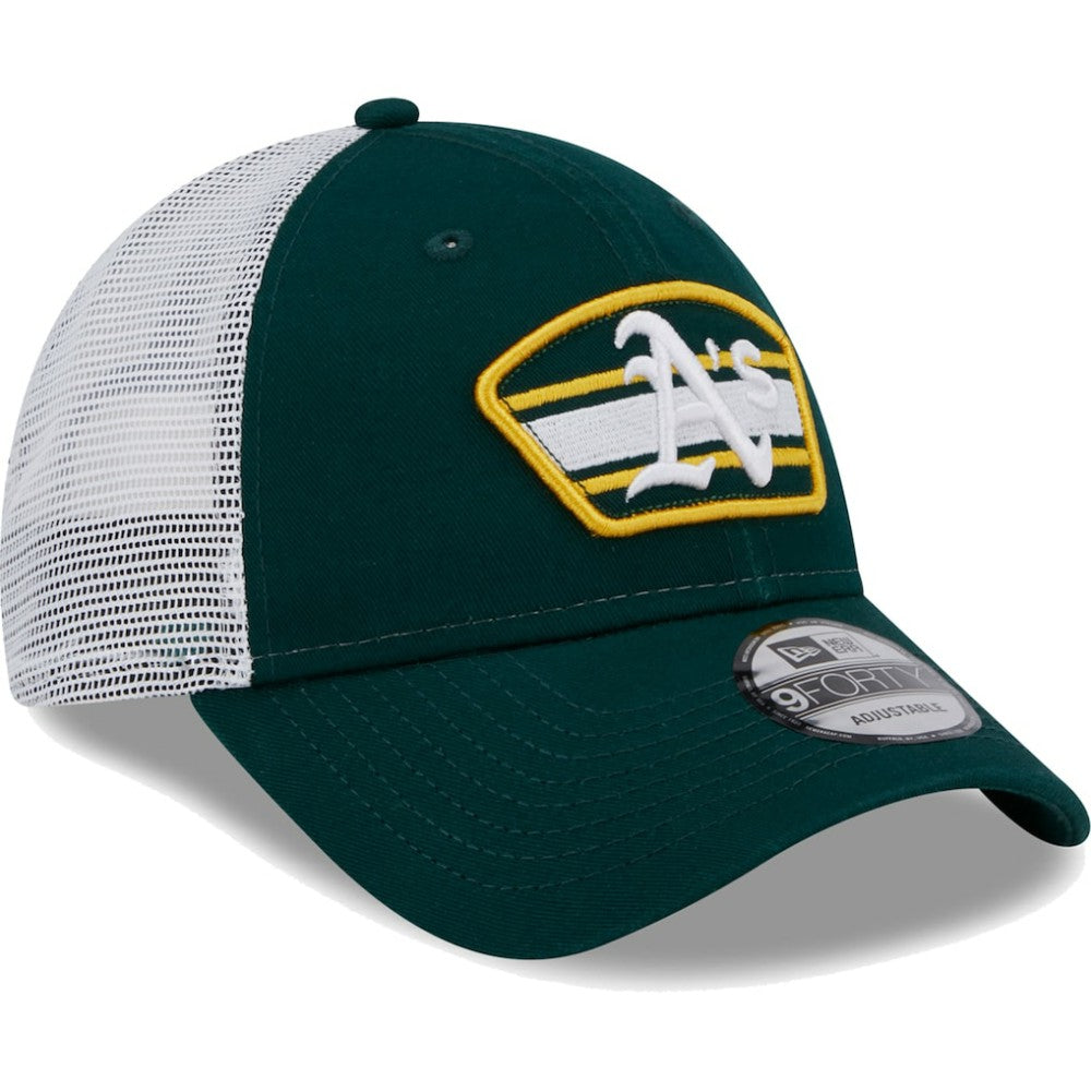 Athletics New Era Logo Patch 9FORTY Trucker Snapback Hat - Green/White Hats