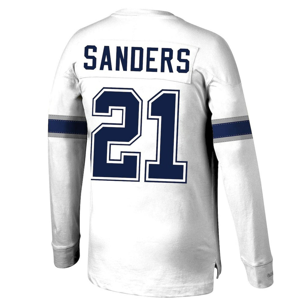 Deion Sanders Dallas Cowboys Retired Player Name & Number Long Sleeve Top White