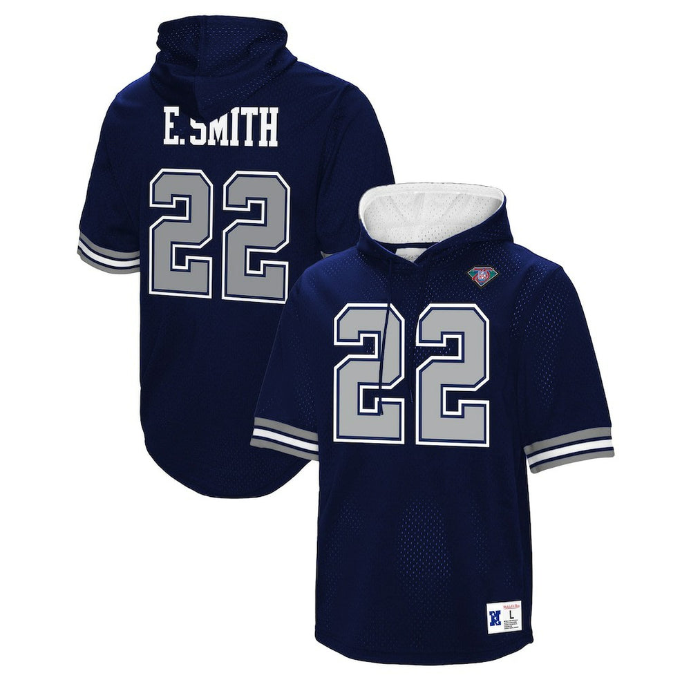 Emmitt Smith Dallas Cowboys Retired Player Mesh Name & Number Hoodie T-Shirt Navy