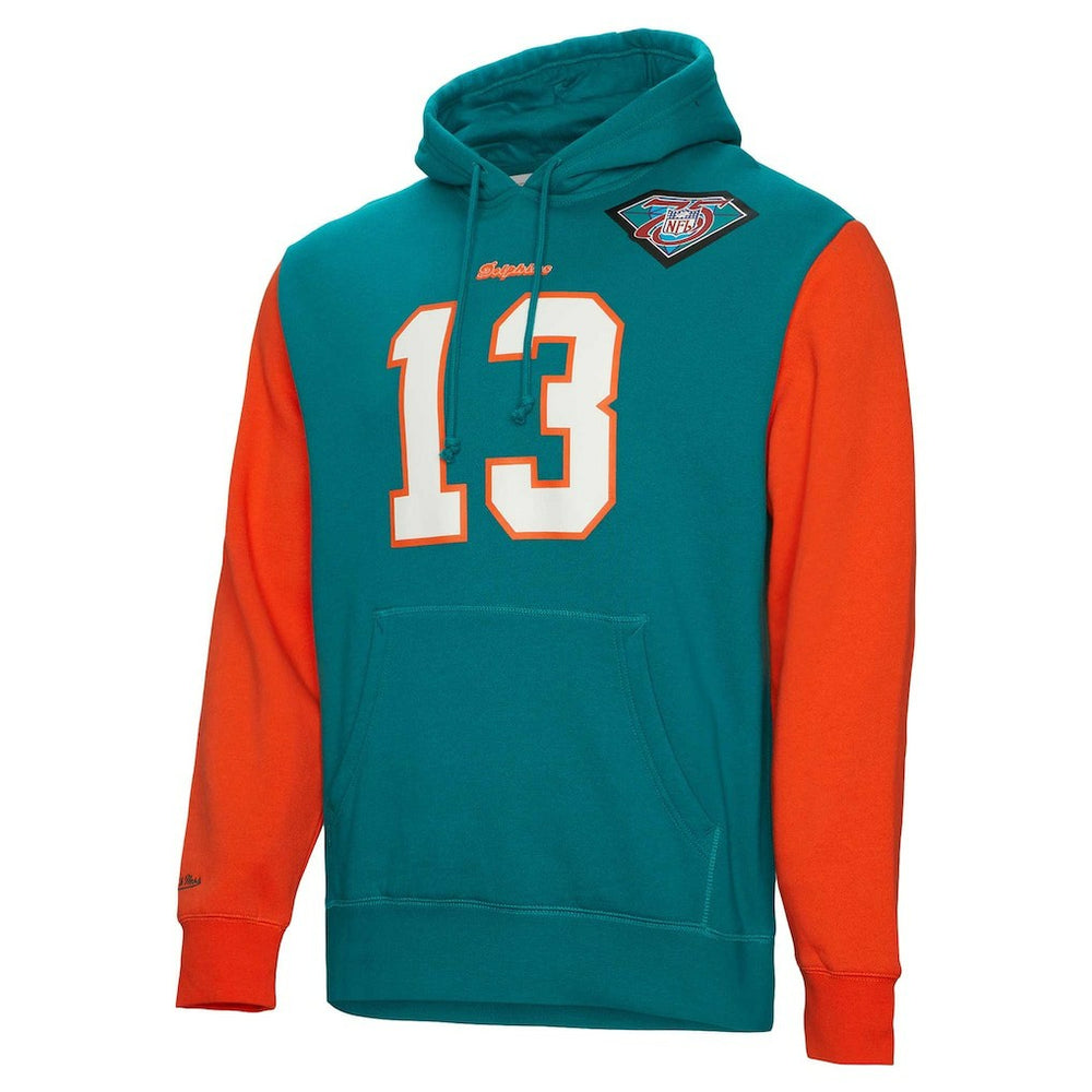 Dan Marino Miami Dolphins Retired Player Name & Number Pullover Hoodie Aqua