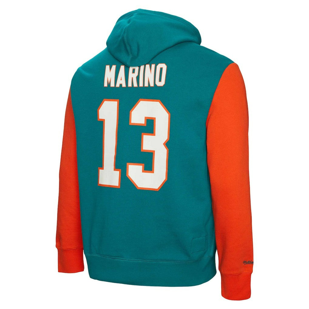 Dan Marino Miami Dolphins Retired Player Name & Number Pullover Hoodie Aqua