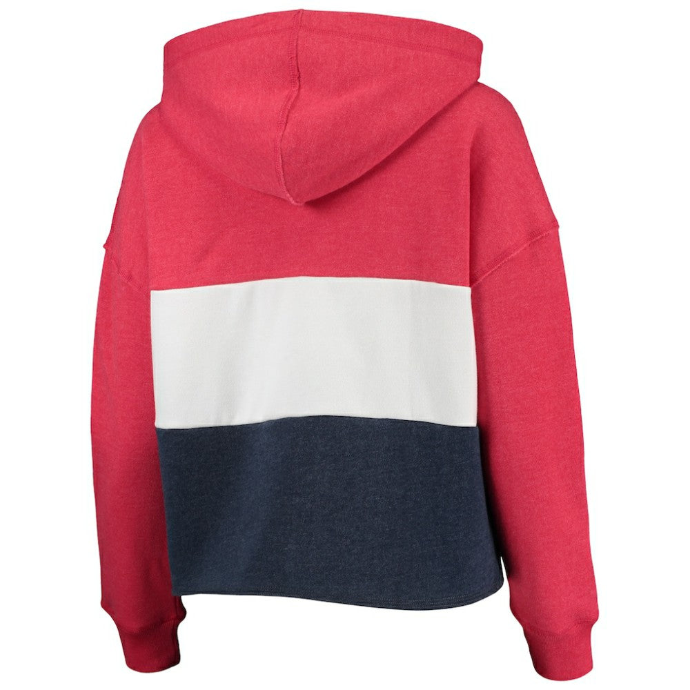 Washington Nationals '47 Women's Lizzy Cropped Pullover Hoodie - Heathered Red/Heathered Navy Hoodies