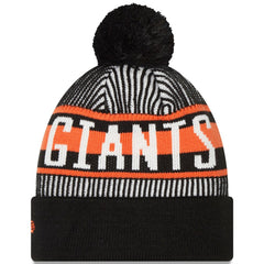 San Francisco Giants New Era Striped Cuffed Knit Hat with Pom - Black Hats