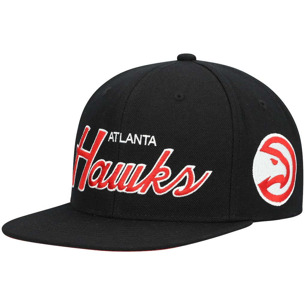 Atlanta Hawks Hardwood Classics Script 2.0 Snapback Hat Black