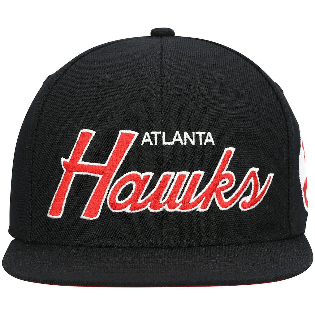 Atlanta Hawks Hardwood Classics Script 2.0 Snapback Hat Black
