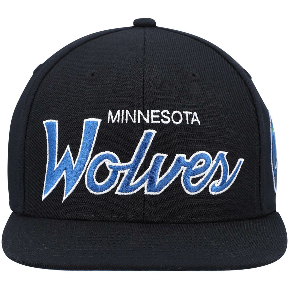 Minnesota Timberwolves Hardwood Classics Script 2.0 Snapback Hat Black