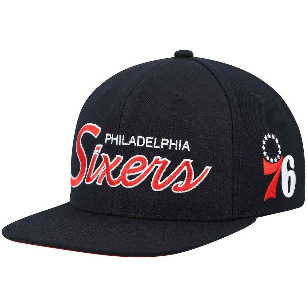 Philadelphia 76ers Hardwood Classics Script 2.0 Snapback Hat Black