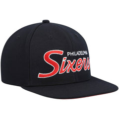 Philadelphia 76ers Hardwood Classics Script 2.0 Snapback Hat Black