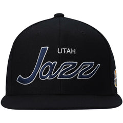 Utah Jazz Hardwood Classics Script 2.0 Snapback Hat Black