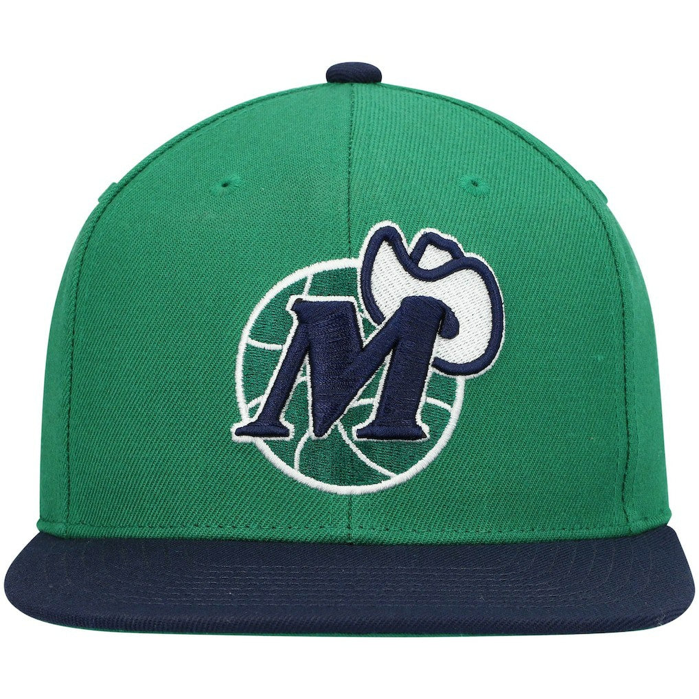 Dallas Mavericks Hardwood Classics Team Two-Tone 2.0 Snapback Hat Green/Navy
