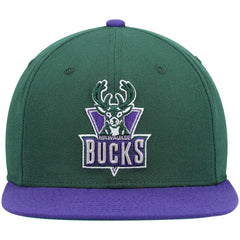 Milwaukee Bucks Hardwood Classics Team Two-Tone 2.0 Snapback Hat Green/Purple