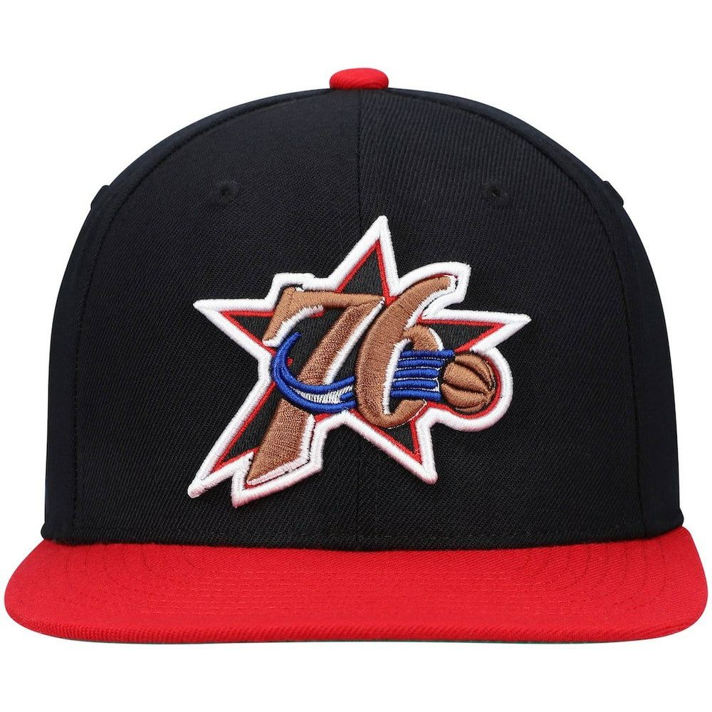 Philadelphia 76ers Hardwood Classics Team Two-Tone 2.0 Snapback Hat Black/Red