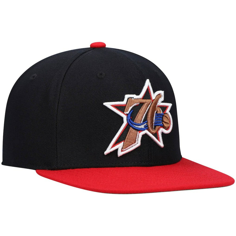 Philadelphia 76ers Hardwood Classics Team Two-Tone 2.0 Snapback Hat Black/Red