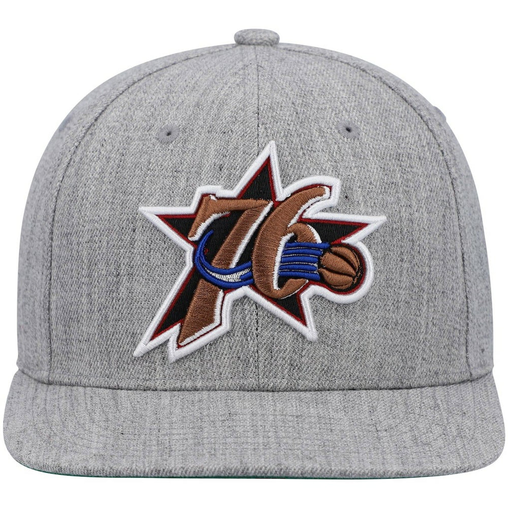 Philadelphia 76ers Hardwood Classics Team 2.0 Snapback Hat Heathered Gray
