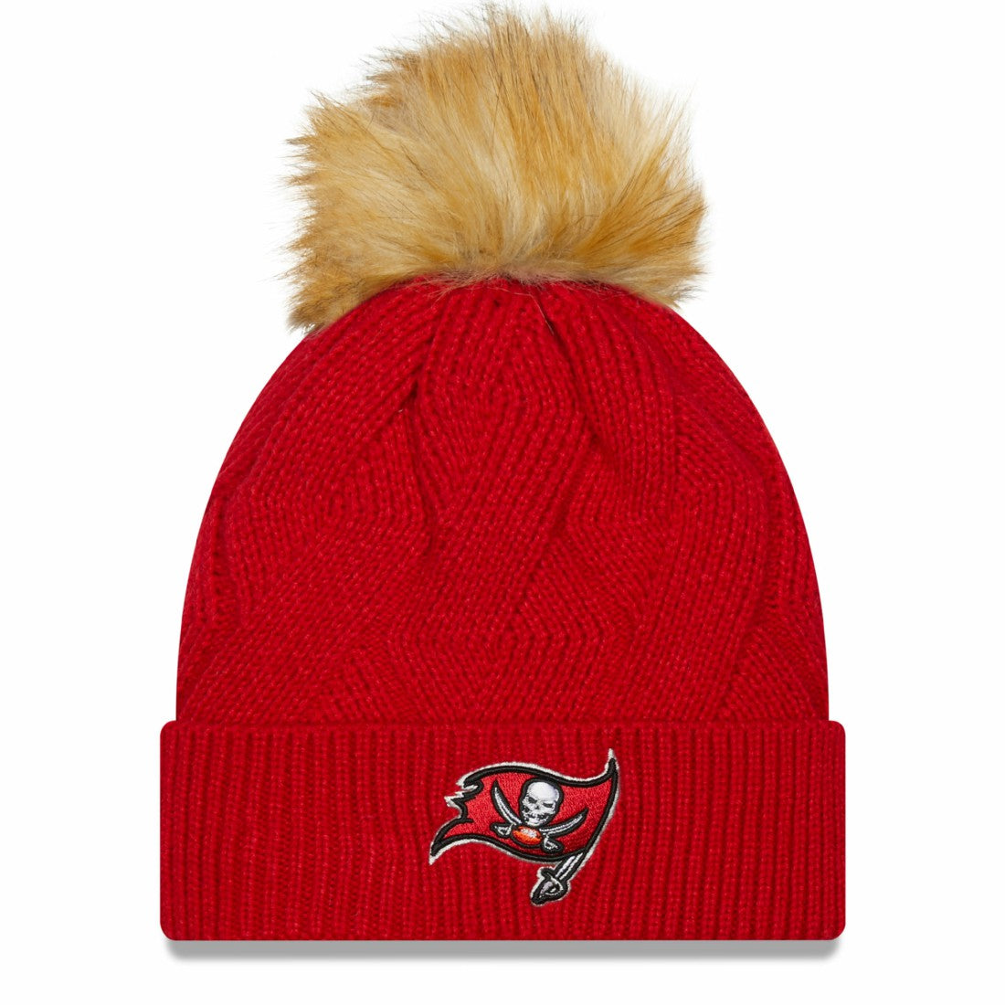 Tampa Bay Buccaneers New Era Women's Snowy Cuffed Knit Hat with Pom Red