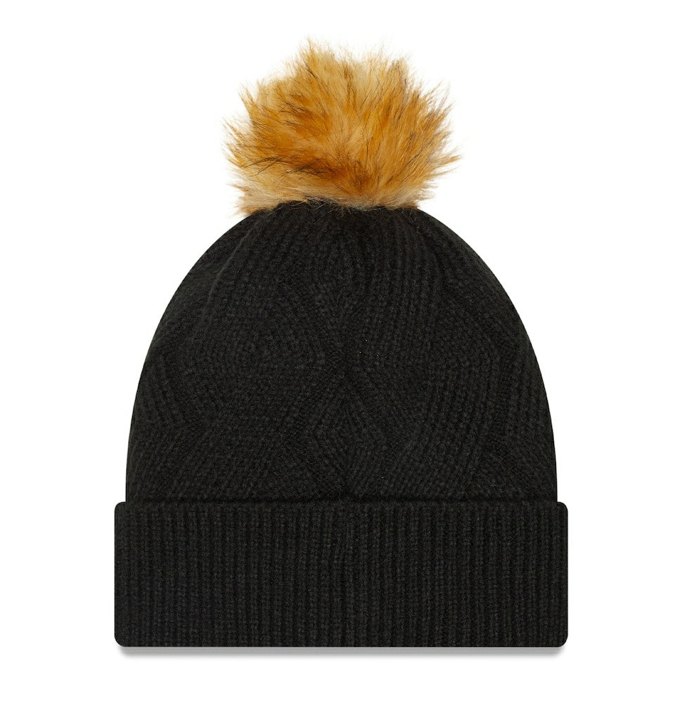 Las Vegas Raiders New Era Women's Snowy Cuffed Knit Hat with Pom Black