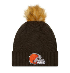 Cleveland Browns New Era Women's Snowy Cuffed Knit Hat with Pom Brown