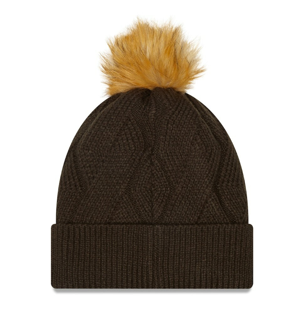 Cleveland Browns New Era Women's Snowy Cuffed Knit Hat with Pom Brown
