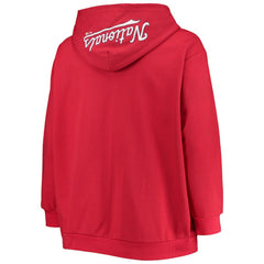 Washington Nationals Women's Plus Size Lace-Up V-Neck Pullover Hoodie - Red Hoodies