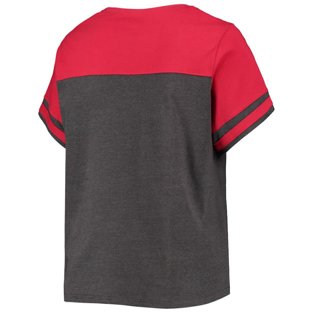 Washington Nationals Women's Plus Size Colorblock T-Shirt - Heathered Charcoal/Red T-shirts