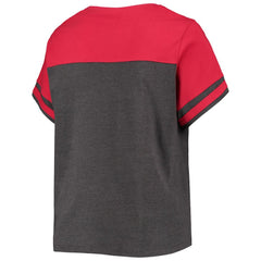 Washington Nationals Women's Plus Size Colorblock T-Shirt - Heathered Charcoal/Red T-shirts