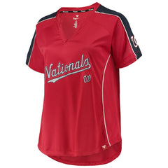 Washington Nationals Women's Plus Size Diva Notch Neck Raglan T-Shirt - Red T-shirts