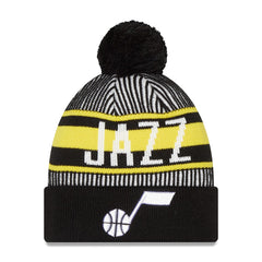 Utah Jazz Striped Cuffed Pom Knit Hat Navy
