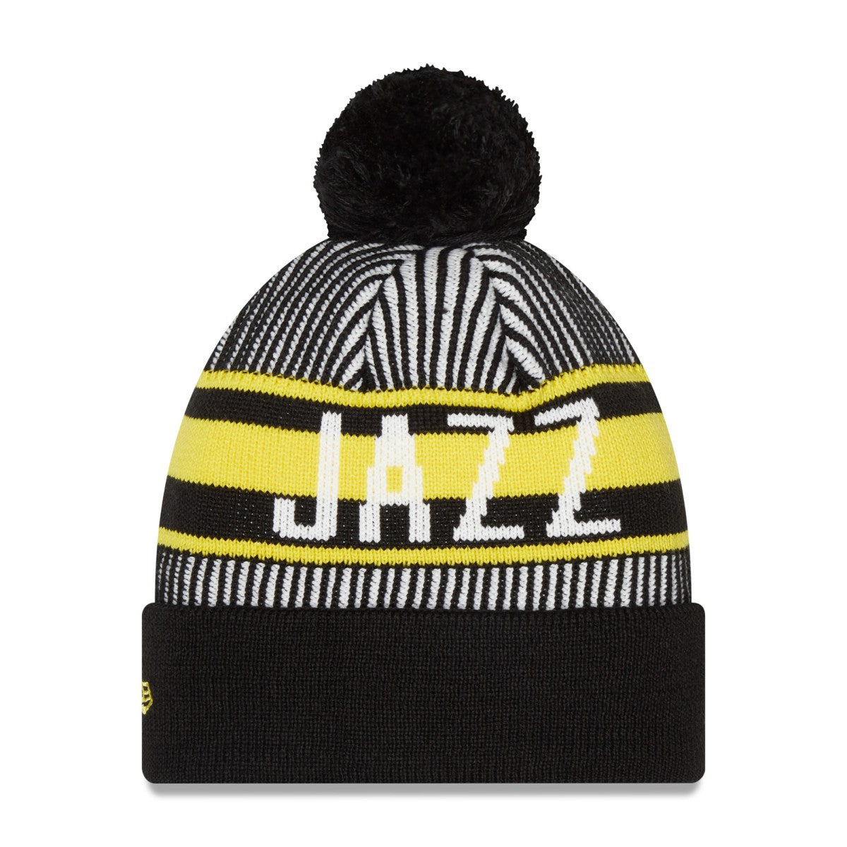 Utah Jazz Striped Cuffed Pom Knit Hat Navy