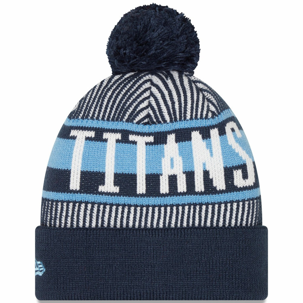 Tennessee Titans New Era Striped Cuffed Knit Hat with Pom Navy