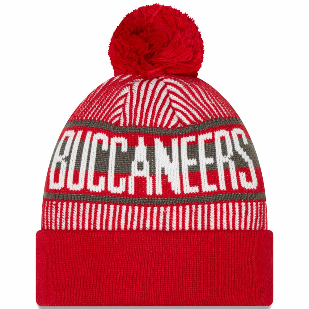 Tampa Bay Buccaneers New Era Striped Cuffed Knit Hat with Pom Red