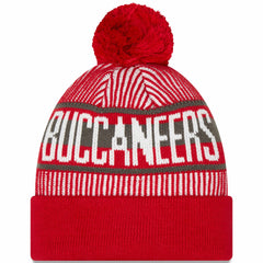 Tampa Bay Buccaneers New Era Striped Cuffed Knit Hat with Pom Red